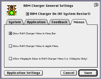 Menus General Settings